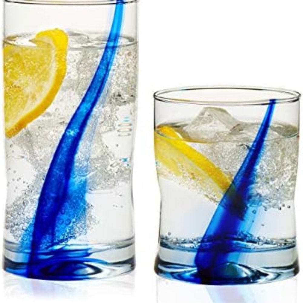 Libbey Blue Ribbon Impressions 16-Piece Tumbler and Rocks Glass Set